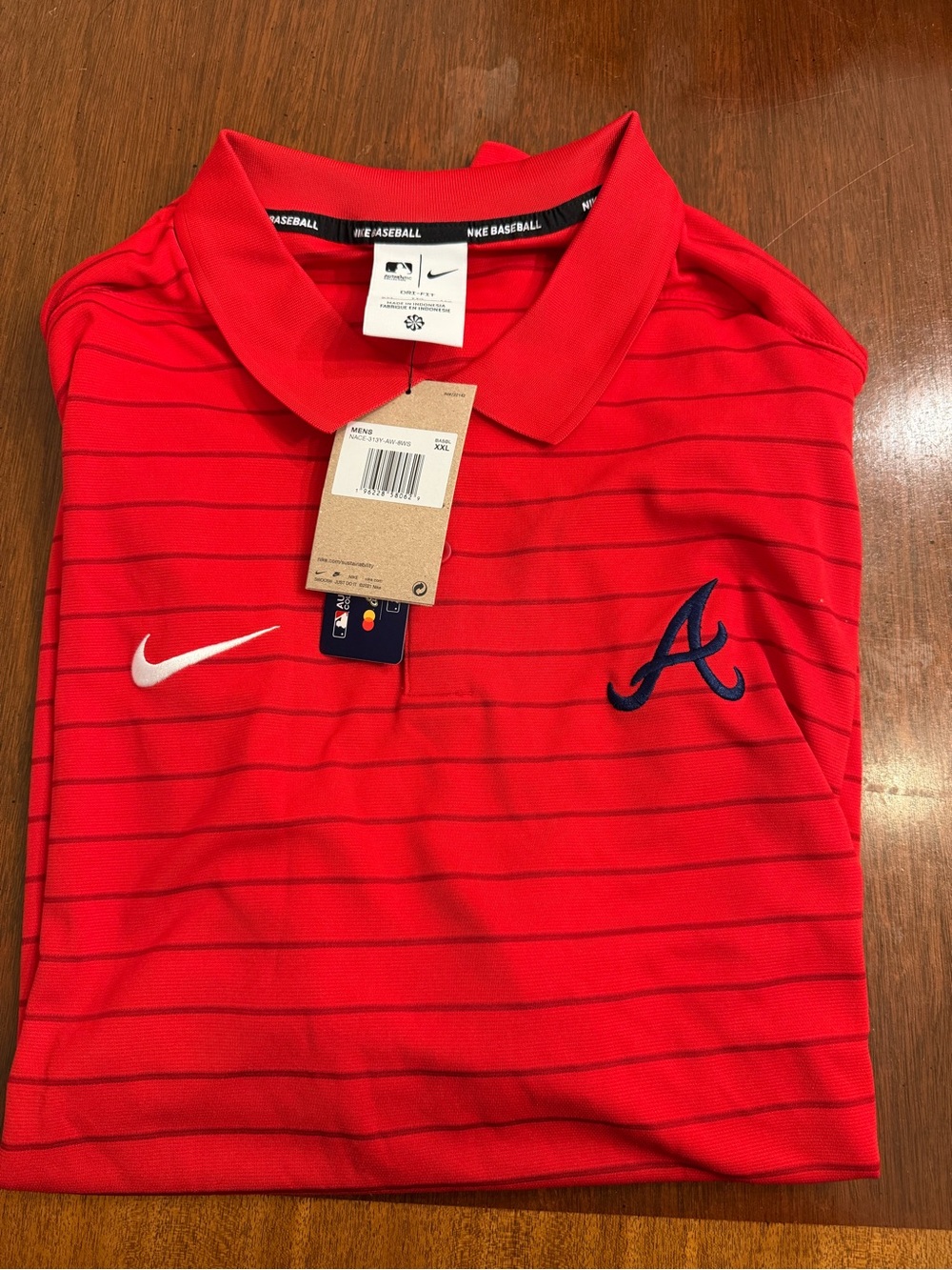 Nike Red Atlanta Braves Polo with Navy Logo